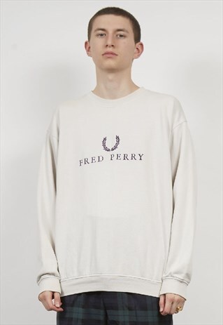 VINTAGE BEIGE FRED PERRY 90'S SWEATER