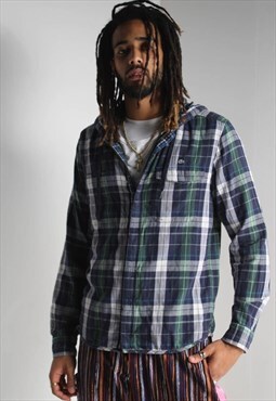 Vintage Lacoste Hoodie Jacket Check Tartan Green