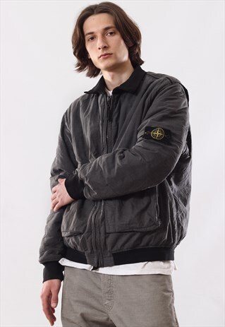 VINTAGE MENS STONE ISLAND PADDED BOMBER PUFFER JACKET