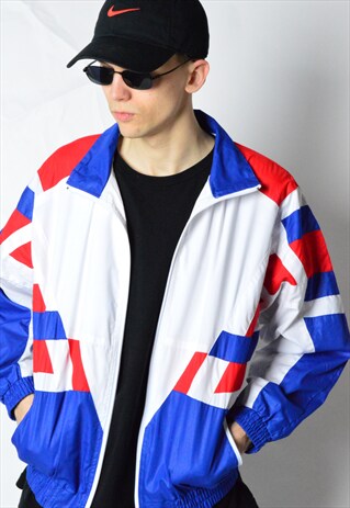 VINTAGE 90S WHITE COLOUR BLOCK TRACK JACKET