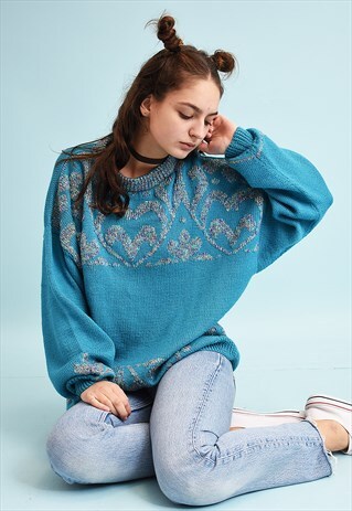 80'S RETRO JAZZY SHIMMER OVERSIZED SLOUCHY KNIT JUMPER