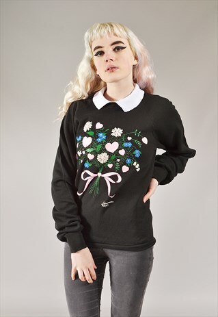 VINTAGE FLORAL SWEATSHIRT BLACK