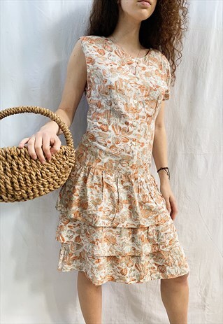 VINTAGE 80S MAISON DU PANTALON SHELL PRINT CHIC MIDI DRESS