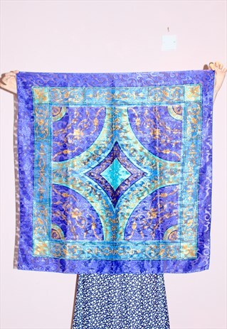 80S VINTAGE CHAIN MULTI COLOURED PRINT NECK HEAD SCARF