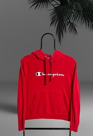 VINTAGE CHAMPION RED SPELLOUT HOODIE