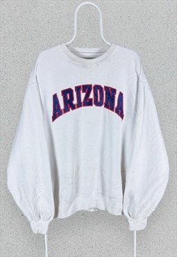 Vintage Arizona White Sweatshirt Embroidered Mens XXL