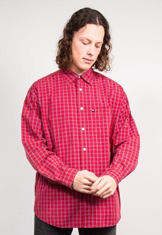 VINTAGE 90'S TOMMY HILFIGER RED CHECK SHIRT