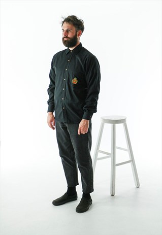 LONG SLEEVE BLACK SHIRT / EMBROIDERY BLACK SHIRT /