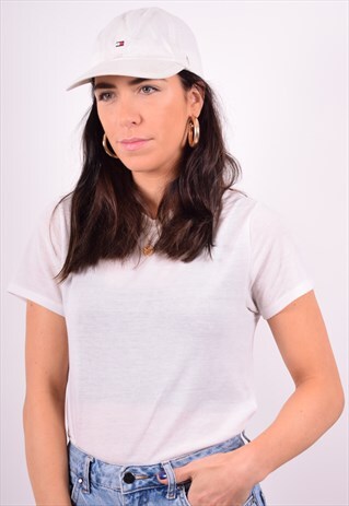 TOMMY HILFIGER WOMENS VINTAGE CAP ONE SIZE WHITE 90'S
