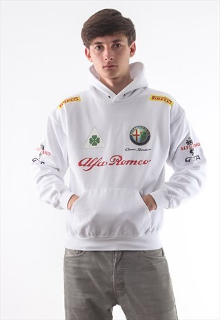 VINTAGE ALFA ROMEO F1 FORMULA 1 HOODIE WHITE