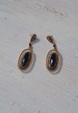 Deadstock bronze gold tone metallic/glass crystal earrings