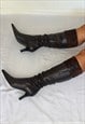 Vintage Brown Knee High Leather Suede Pointed Boots