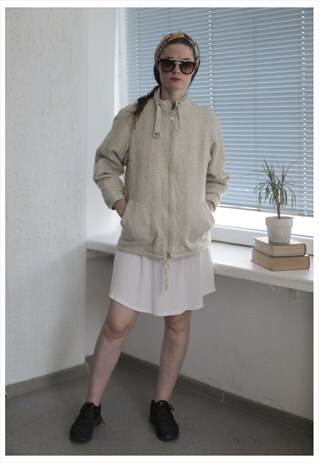 VINTAGE 90'S BEIGE LONG SLEEVES WOOL JACKET