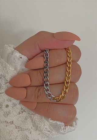 IMPERIAL. OMBRE DUO CHAIN GOLD SILVER CHOKER NECKLACE