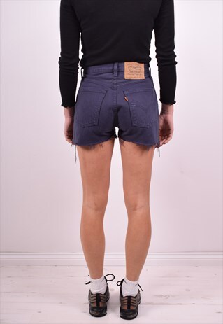 LEVI'S 614 WOMENS VINTAGE DENIM SHORTS W27 BLUE 90'S