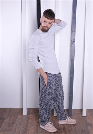 VINTAGE 90S PATTERNED CRAZY PRINT TROUSERS. UNISEX. GYM