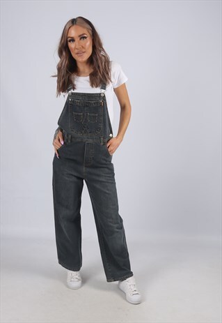 VINTAGE JAS DENIM DUNGAREES WIDE LEG UK 8 - 10 (4AT)