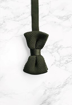 Army Green Polyester Knitted Bow Tie