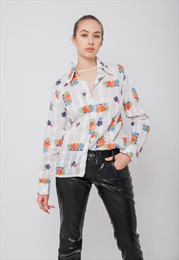 Vintage Revival Long Sleeve Button Up Shirt in Floral Print