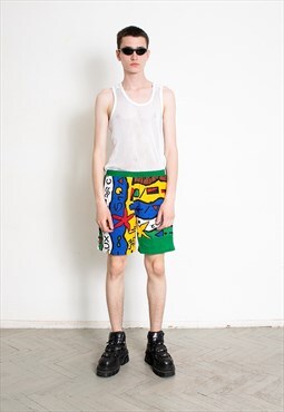 Vintage 90s Wide Leg Shorts Printed
