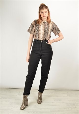 VINTAGE 90S BLACK HIGH WAIST MOM JEANS
