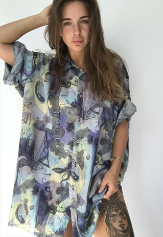PATTERNED OVERSIZED RETRO VINTAGE UNISEX FESTIVAL SHIRT