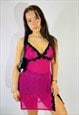 VINTAGE SIZE S SHEER MESH SLIP DRESS IN PINK