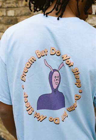 SHORT SLEEVED T-SHIRT BLUE KIWIBUNNYDREAM CANDY PRINT