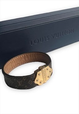 Louis Vuitton bracelet Nano monogram cuff brown gold