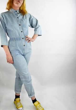 VINTAGE 80S LIGHTWASH DENIM BOILERSUIT/JUMPSUIT