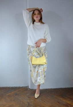 Vintage 80's light long abstract summer skirts in pastel