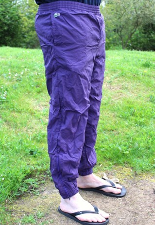 VINTAGE 90S LACOSTE SHELL SUIT JOGGERS - SMALL - DEVANLAY