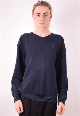 KAPPA MENS VINTAGE JUMPER SWEATER LARGE BLUE 90S