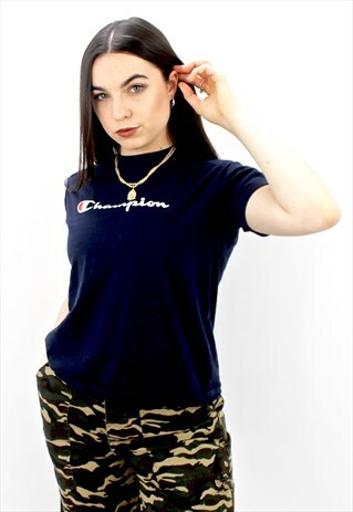 90'S RETRO BLUE SPELL-OUT T-SHIRT
