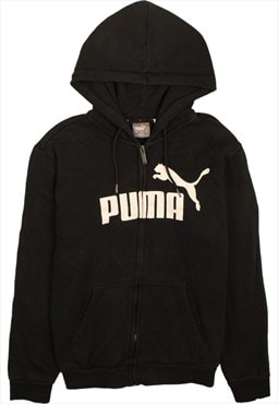 Vintage 90's Puma Hoodie Spellout Full Zip Up Black Small