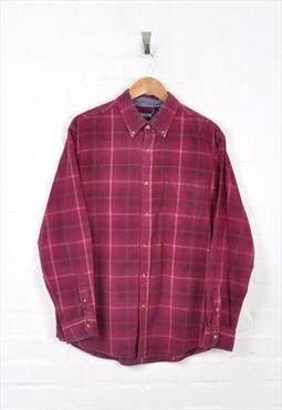 Vintage Cord Checked Shirt Pink Large