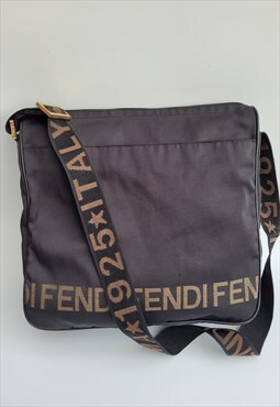 Vintage Fendi Black and Brown Shoulder Crossbody Bag 