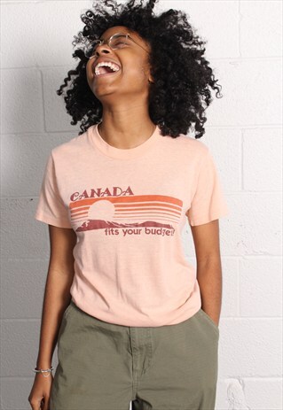 PAPER THIN 1980'S SALMON CANADIAN GRAPHIC TEE