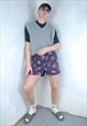 VINTAGE 80'S ABSTRACT RETRO SWIMWEAR FESTIVAL SHORTS PURPLE