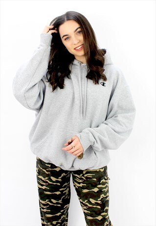 90'S RETRO GREY OVERSIZED HOODED SWEATSHIRT