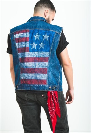 VINTAGE 80S LEVI'S DENIM GILET JACKET / S6035
