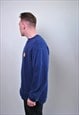 BLUE SWEATSHIRT WITH FLOWER, 90S SWISS MEN SWEATSHIRT