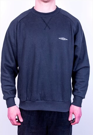 VINTAGE UMBRO SWEATSHIRT EMBROIDERED BLACK MEDIUM