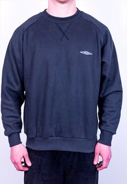 Vintage Umbro Sweatshirt Embroidered Black Medium