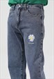 KALODIS LOOSE DAISY EMBROIDERED CASUAL JEANS