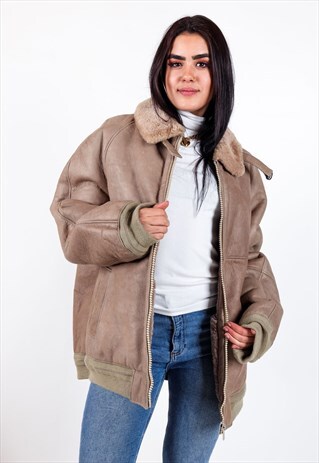 VINTAGE SHERPA LINED LEATHER JACKET J3255