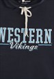 CHAMPION 90'S HOODED WESTERN VIKINGS COTTON HOODIE LARGE NAV