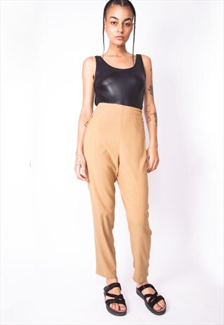 VINTAGE 90S PRADA BEIGE WORK TROUSERS ID:7647