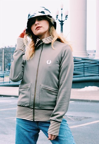 RARE VINTAGE 90S BEIGE FRED PERRY TRACK JACKET