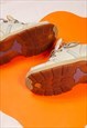 VINTAGE ART SHOES 90S LEATHER PLATFORM SNEAKERS IN BEIGE